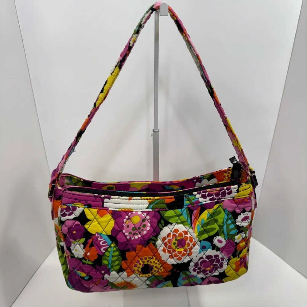 Vera Bradley Womens Colorful Floral Quilted Shoulder Bag Vibrant Pockets Zip